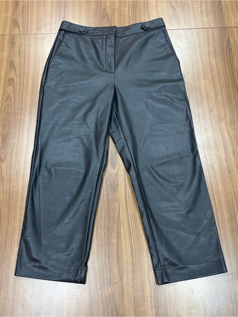Ann Taylor Petite Faux Leather Cropped Trousers Black Size 10P